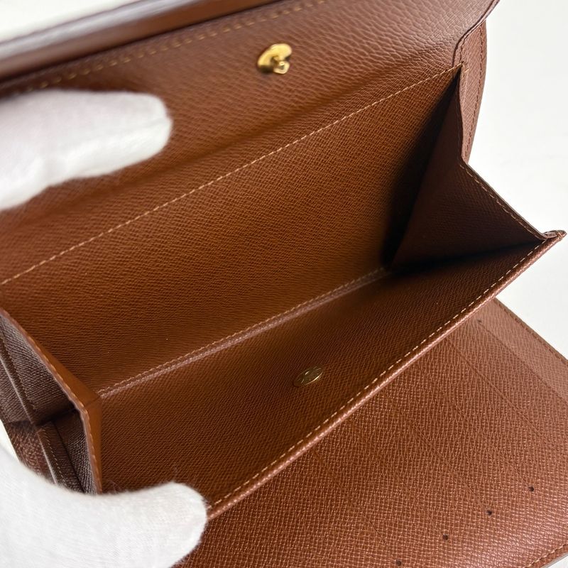 Louis Vuitton Porte Tresor Etui Papiers Trifold Wallet Monogram Brown Handbag