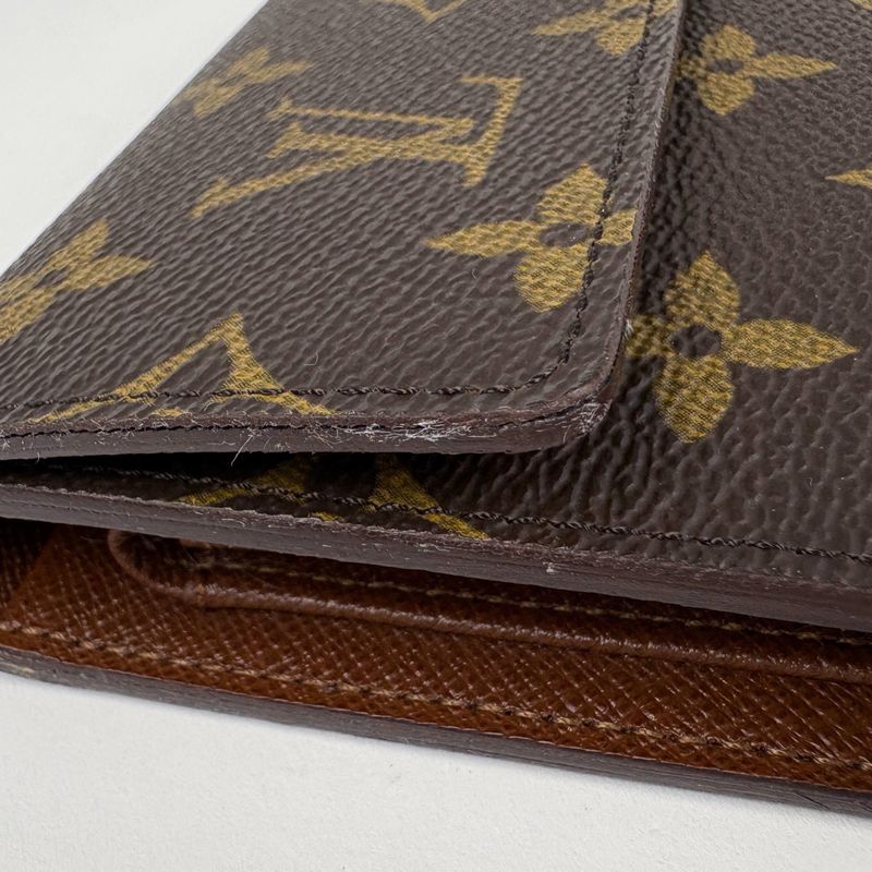 Louis Vuitton Porte Tresor Etui Papiers Trifold Wallet Monogram Brown Handbag
