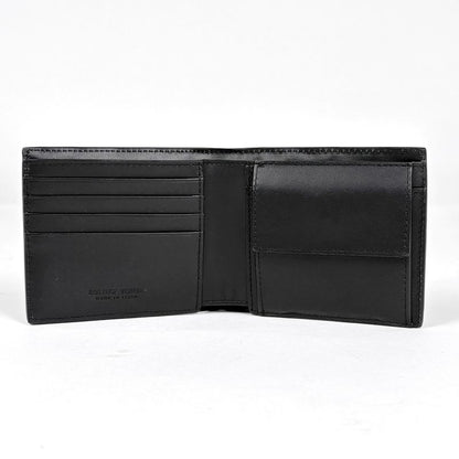 Bottega Veneta Intrecciato Bifold Wallet with Coin Purse Leather Black