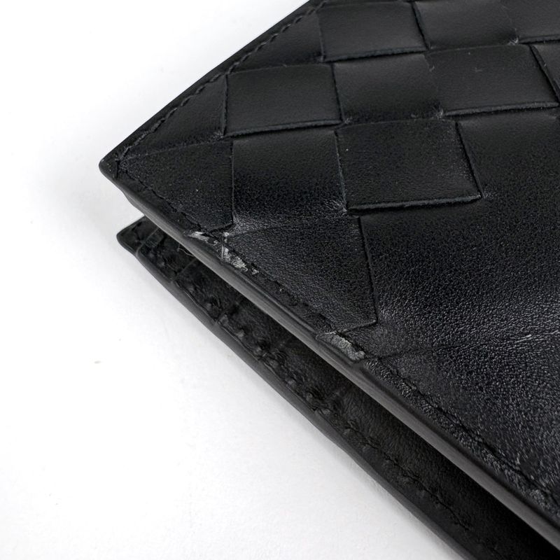 Bottega Veneta Intrecciato Bifold Wallet with Coin Purse Leather Black