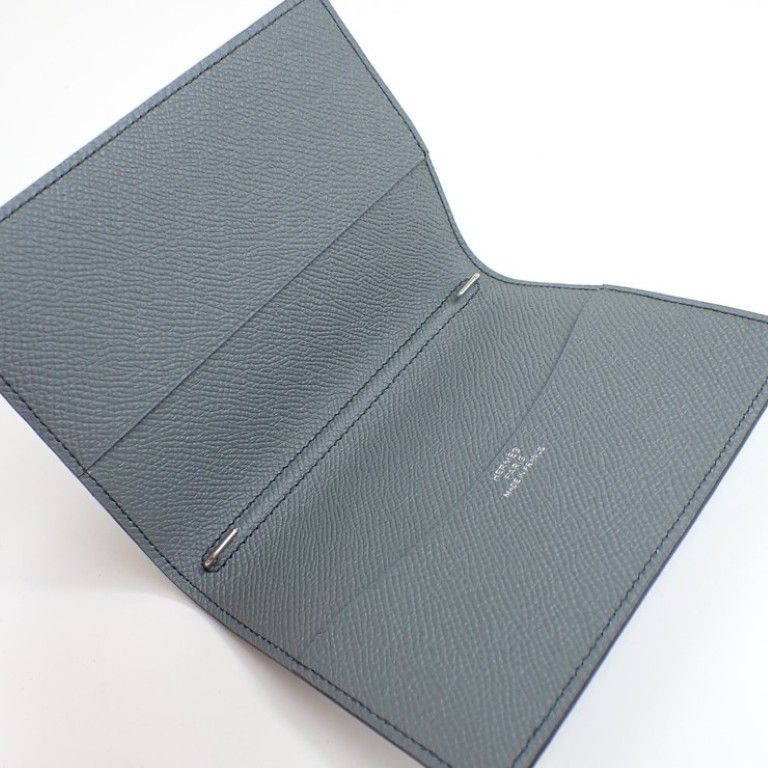 Hermes Notebook Cover Agenda GM Navy Gray Epsom Bicolor