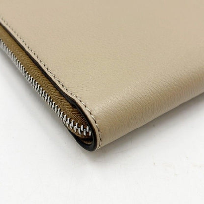 Fendi Clutch Beige Leather Silver