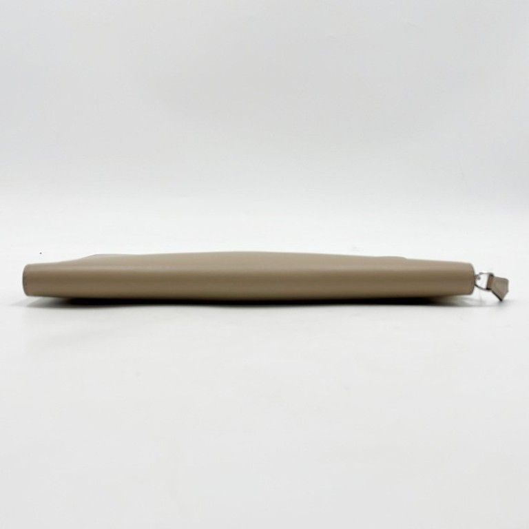 Fendi Clutch Beige Leather Silver