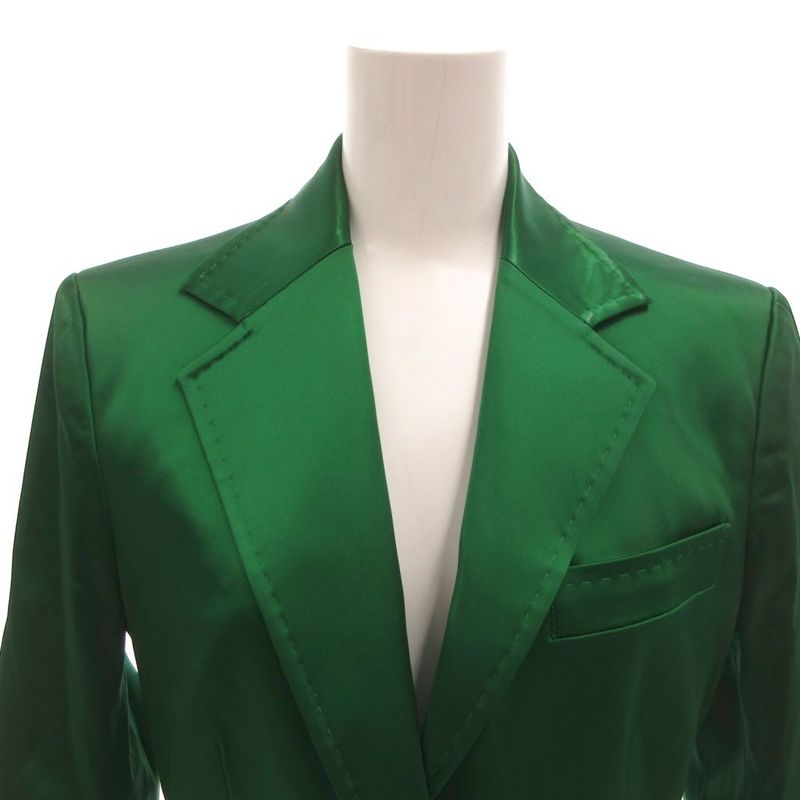 Dolce & Gabbana Tered Jacket Black Leather Glossy Green