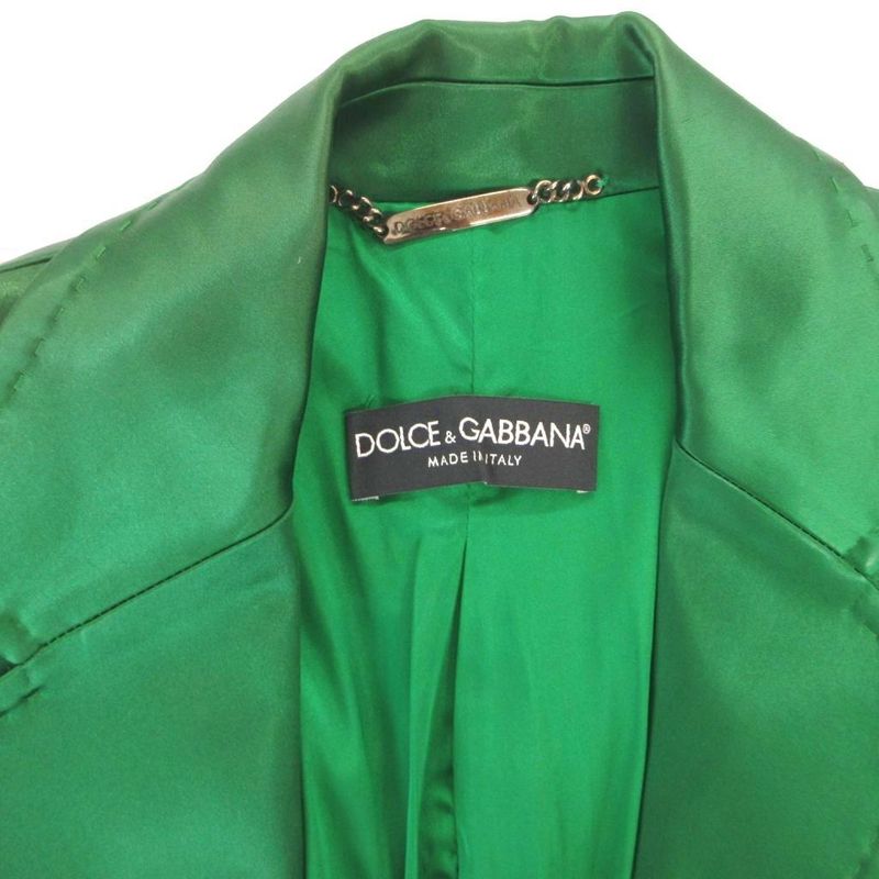 Dolce & Gabbana Tered Jacket Black Leather Glossy Green