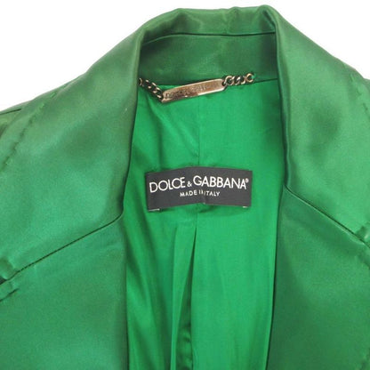 Dolce & Gabbana Tered Jacket Black Leather Glossy Green