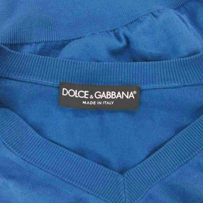 Dolce & Gabbana Silk Knit Sweater V-neck Long Sleeve 46 Blue