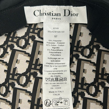 Dior Hat 57 Black Ribbon Beret Cotton