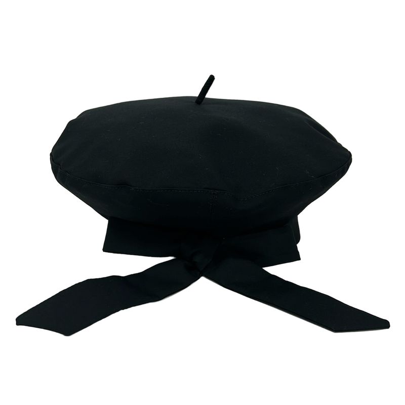 Dior Hat 57 Black Ribbon Beret Cotton