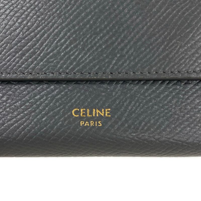 Celine Trifold Wallet Small Gray Leather