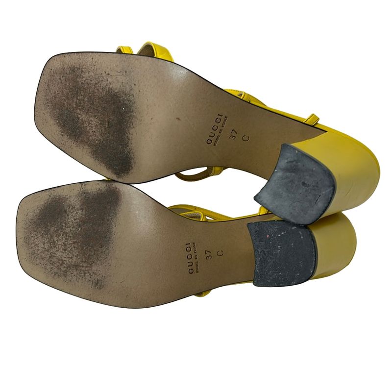 Gucci Mule 37 C Horsebit Yellow 37 Leather