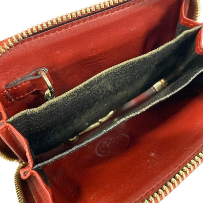Gucci Coin Case Micro Guccissima Red Zip Around with Key Ring Leather