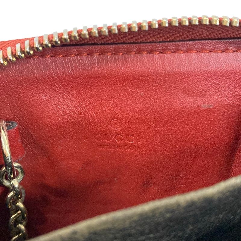 Gucci Coin Case Micro Guccissima Red Zip Around with Key Ring Leather