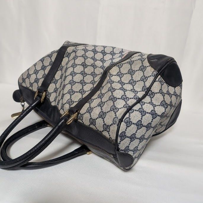 Gucci GG Supreme Leather Navy Mini Boston Bag Vintage