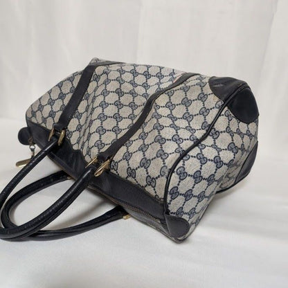 Gucci GG Supreme Leather Navy Mini Boston Bag Vintage
