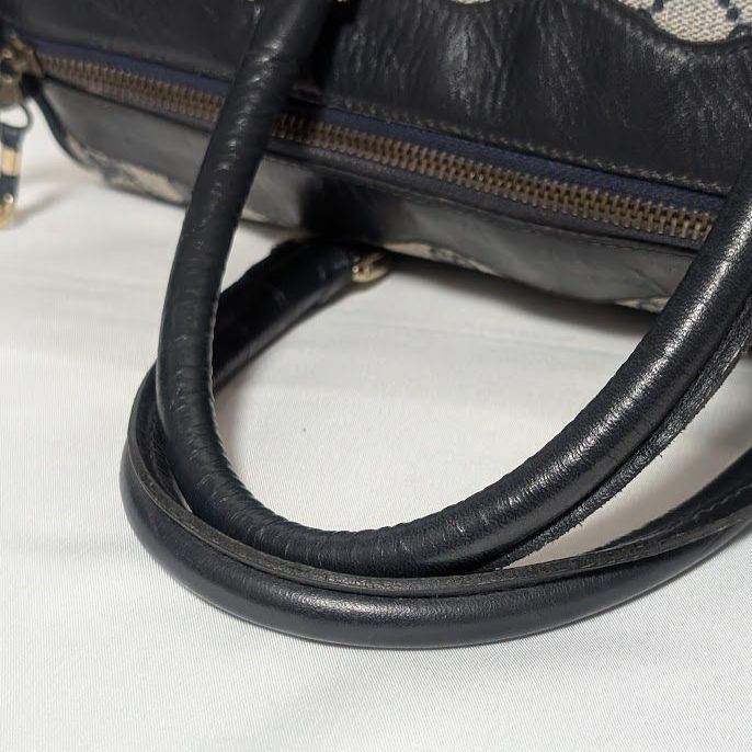 Gucci GG Supreme Leather Navy Mini Boston Bag Vintage