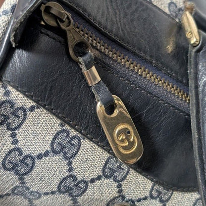 Gucci GG Supreme Leather Navy Mini Boston Bag Vintage