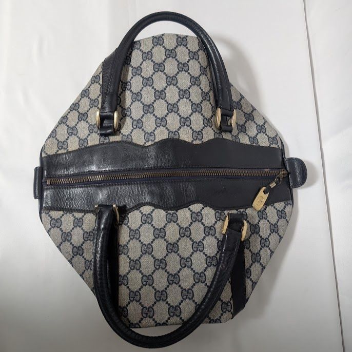 Gucci GG Supreme Leather Navy Mini Boston Bag Vintage