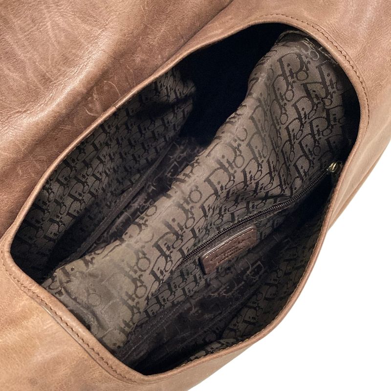 Dior Shoulder Bag Gaucho Dark Brown Light Leather