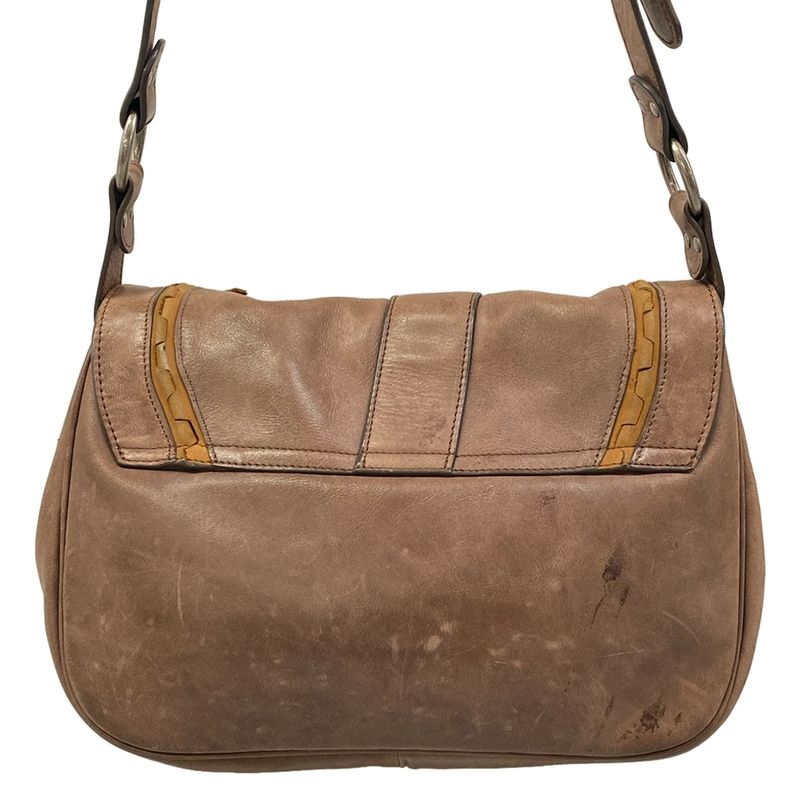 Dior Shoulder Bag Gaucho Dark Brown Light Leather