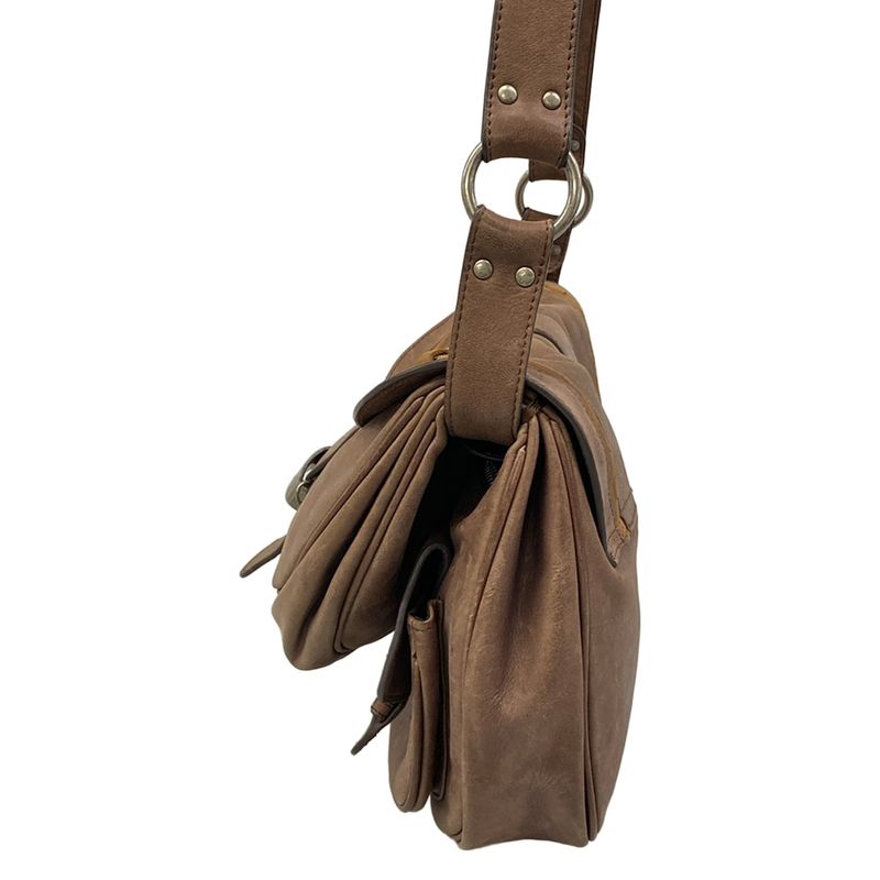 Dior Shoulder Bag Gaucho Dark Brown Light Leather