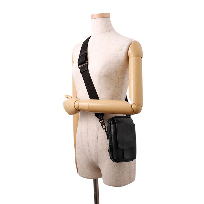 Louis Vuitton Shoulder Bag Monogram Shadow Double Phone Pouch Black