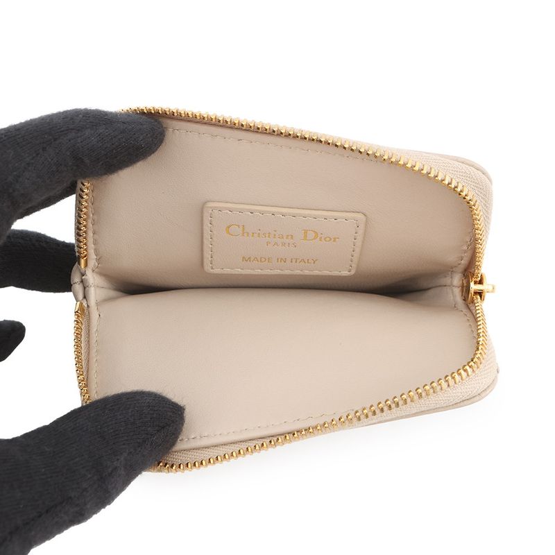 Dior Coin Case Cannage Caro Lavender Wallet Calf Leather