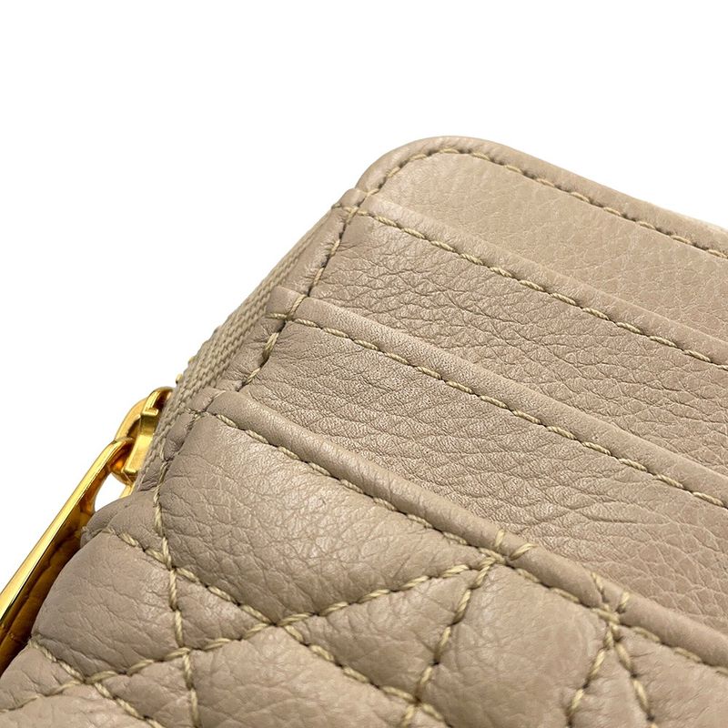 Dior Coin Case Cannage Caro Lavender Wallet Calf Leather