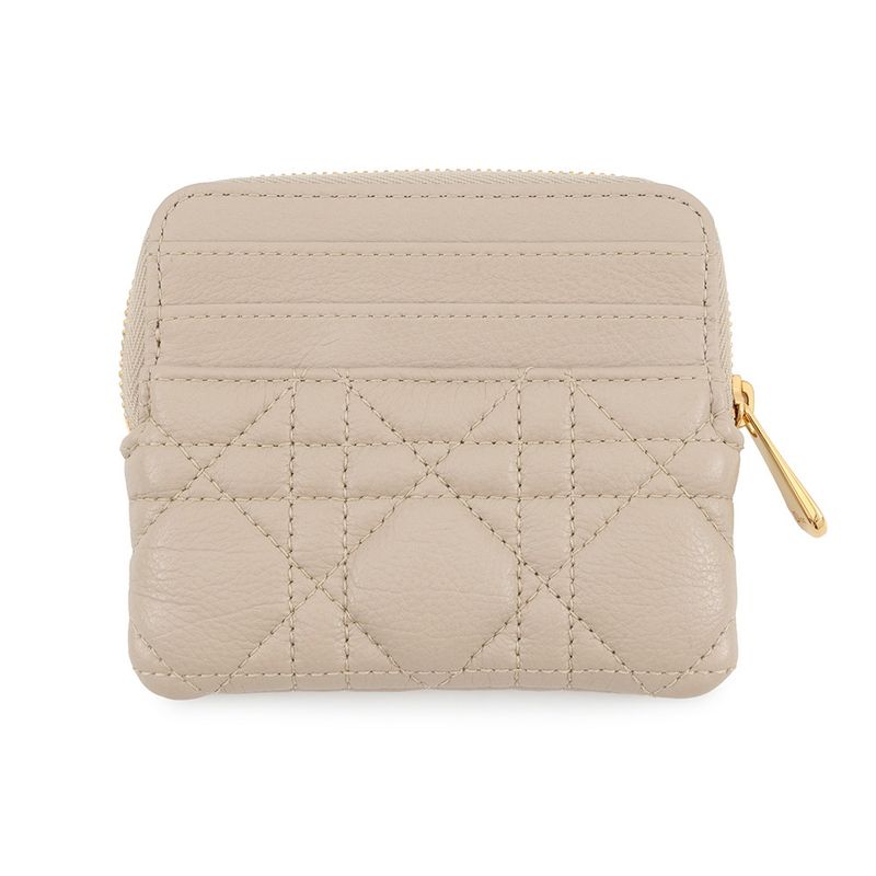 Dior Coin Case Cannage Caro Lavender Wallet Calf Leather