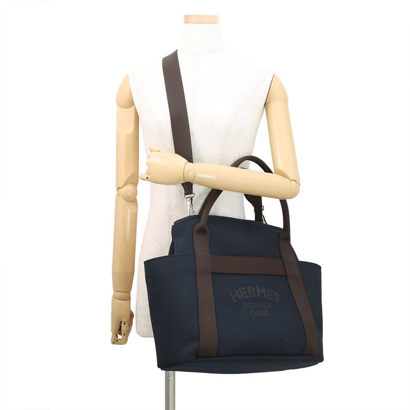 Hermes Sac de Pansage Groom Navy 2-Way Tote