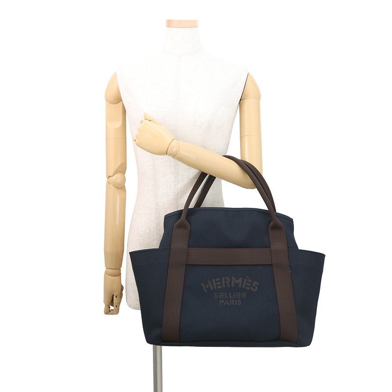 Hermes Sac de Pansage Groom Navy 2-Way Tote
