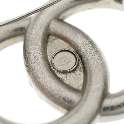 Chanel CC Logo Line Stone Lion Brooch Silver