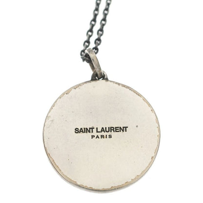 Saint Laurent Paris Chain Necklace Medal Pendant Silver