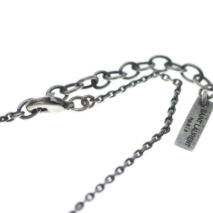 Saint Laurent Paris Chain Necklace Medal Pendant Silver
