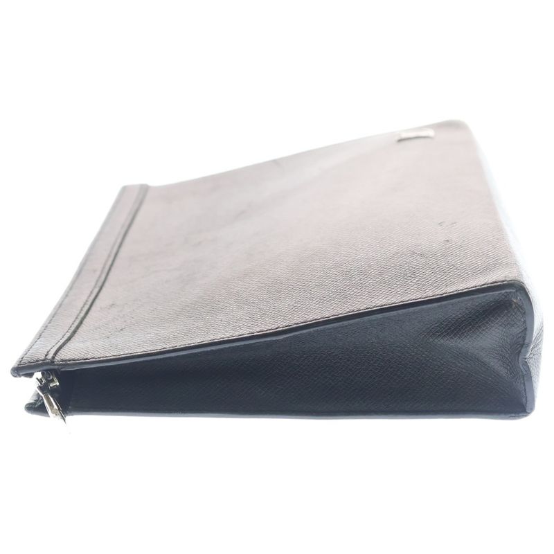 Louis Vuitton Taiga Pochette Voyage Clutch Case Pouch Black Leather Silver
