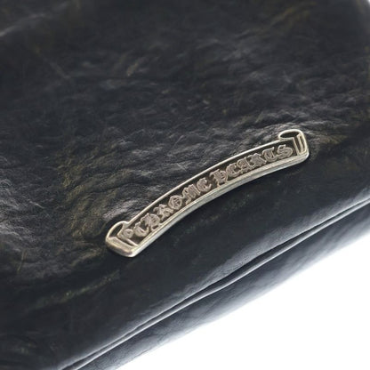 Chrome Hearts Lil Spoon Cross Button Leather Wallet Black Silver