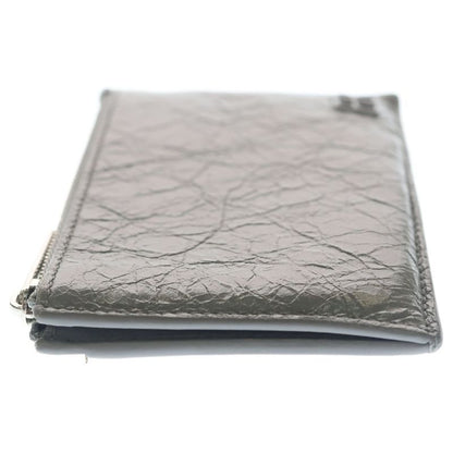 Balenciaga Monaco Long Ali Nalamskin Coin & Card Holder Leather Case Gray