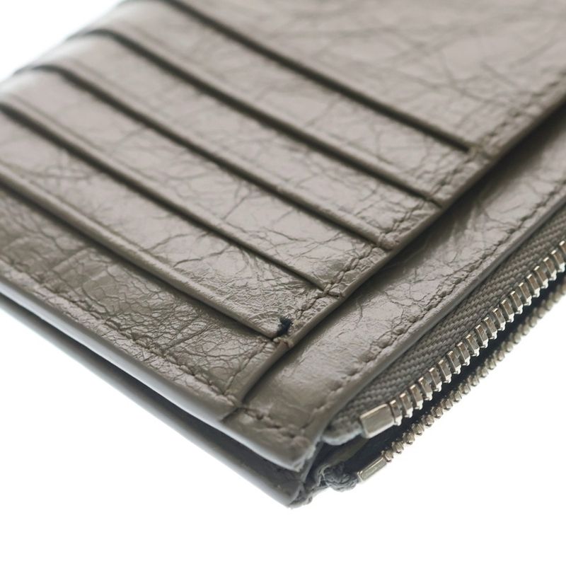 Balenciaga Monaco Long Ali Nalamskin Coin & Card Holder Leather Case Gray