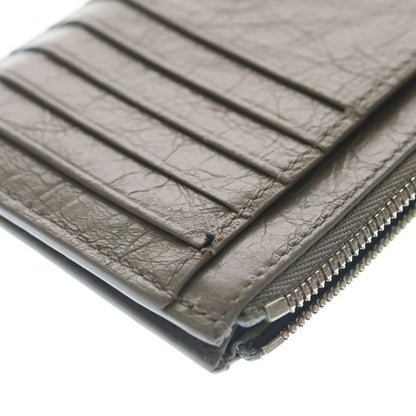 Balenciaga Monaco Long Ali Nalamskin Coin & Card Holder Leather Case Gray