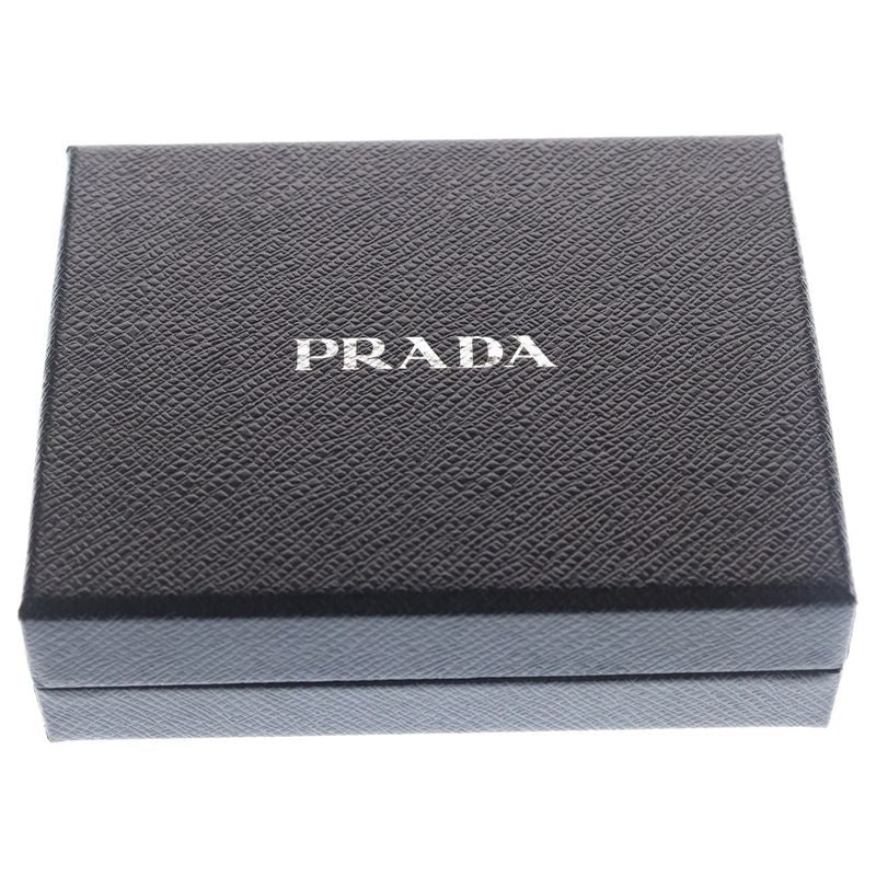 Prada Saffiano Triangle Leather Card Case Black