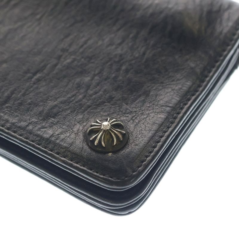 Chrome Hearts Cross Ball Button Leather Wallet Black