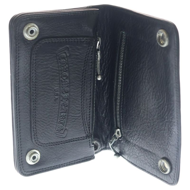 Chrome Hearts Cross Ball Button Leather Wallet Black
