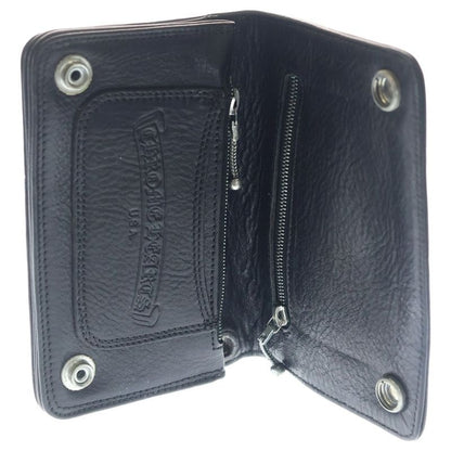 Chrome Hearts Cross Ball Button Leather Wallet Black