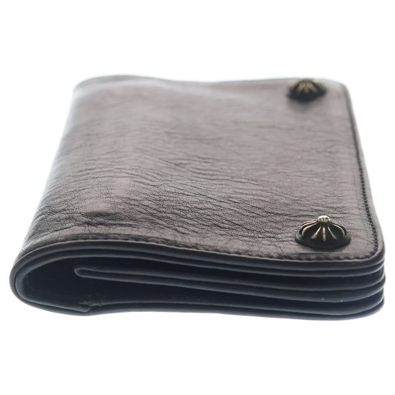 Chrome Hearts Cross Ball Button Leather Wallet Black