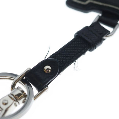 Prada Logo Saffiano Leather Keyring Charm Key Sling Bag Black
