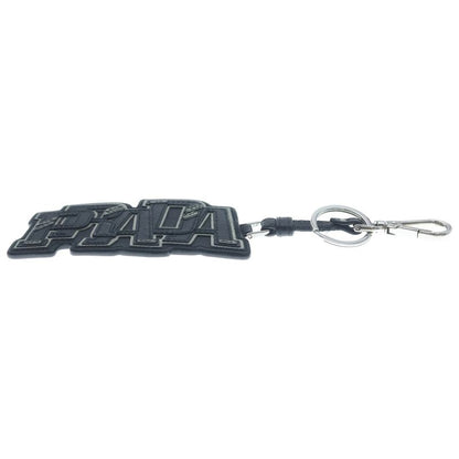 Prada Logo Saffiano Leather Keyring Charm Key Sling Bag Black