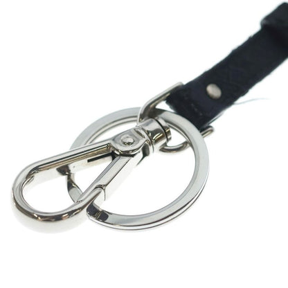 Prada Logo Saffiano Leather Keyring Charm Key Sling Bag Black