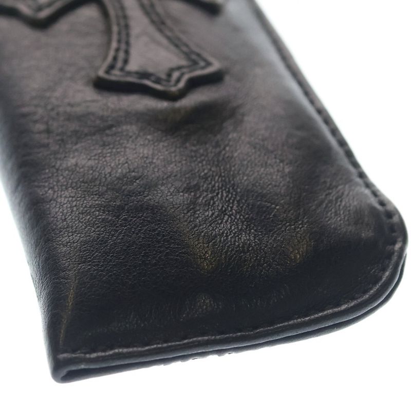 Chrome Hearts Pen Case Cross Patch Leather Black