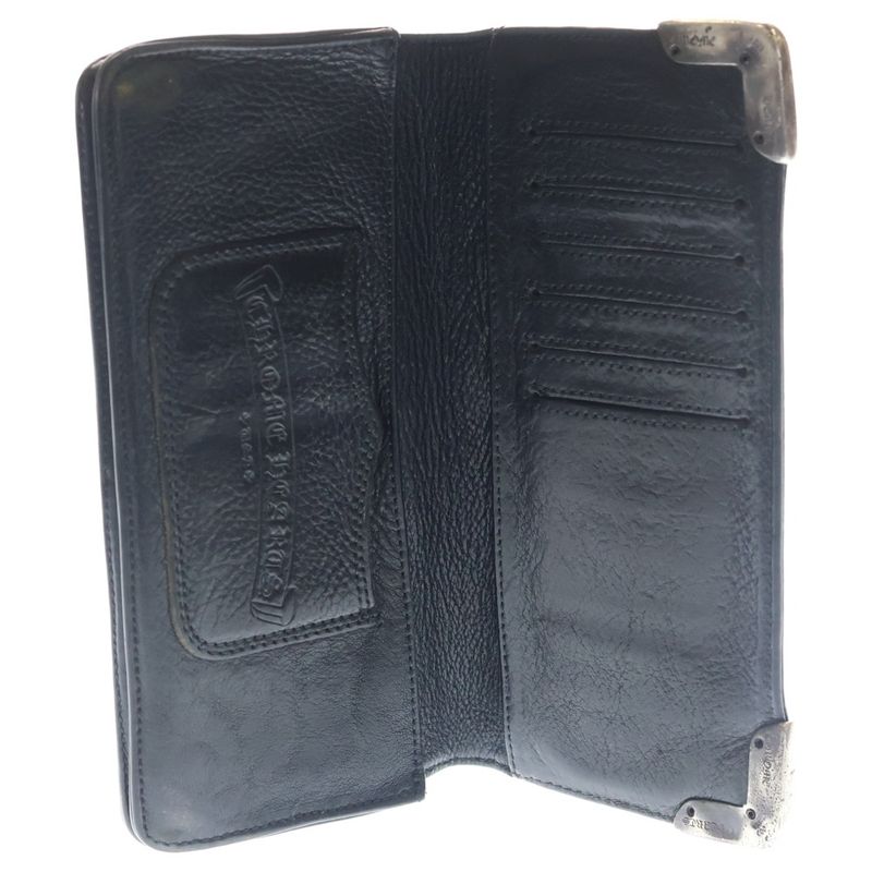 Chrome Hearts Lng Sngl Fld Tips Single Fold Leather Wallet Black