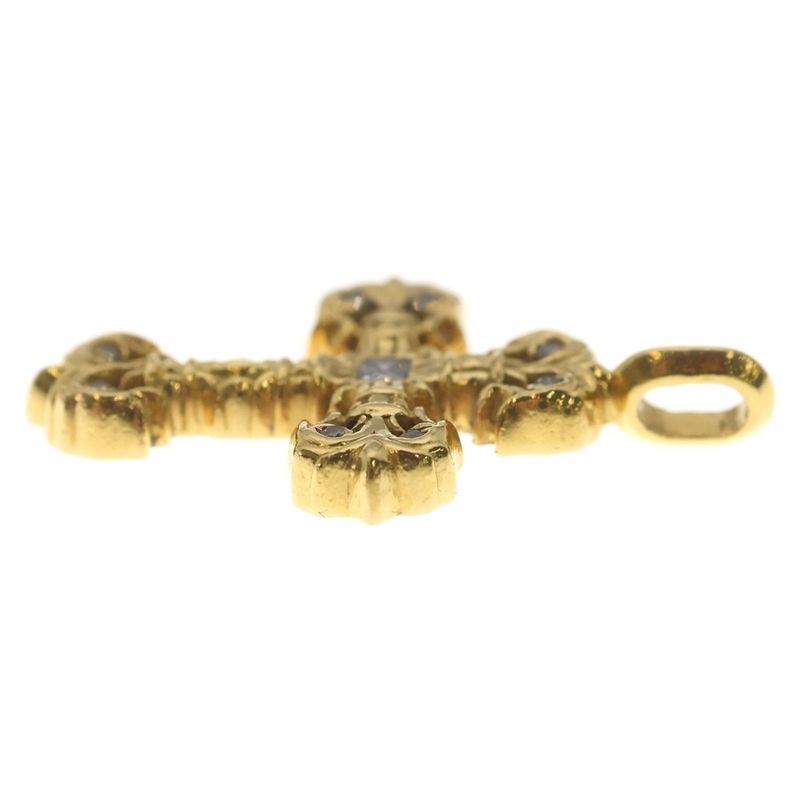 Chrome Hearts 22k Filigree Tiny P Dia Cross Pave Diamond Pendant Top Gold